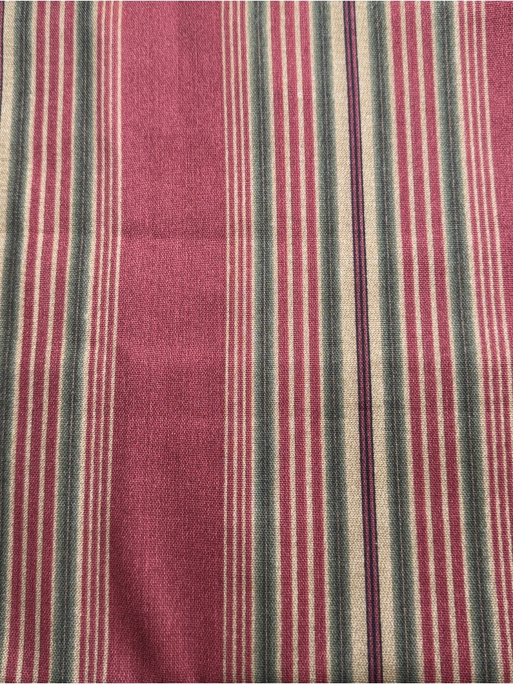 Hand Crafted Pink and Green Striped decorator Fabric 2 1/2 yards x 56” wide